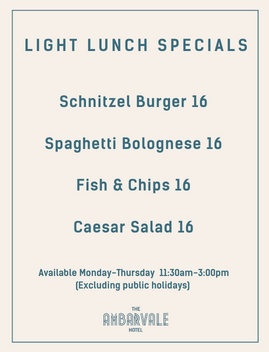 Light Lunches – Monday to Thursday