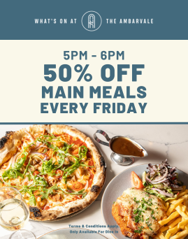 50% off Main Meals Every Friday